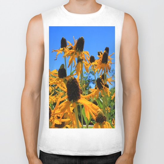 Yellow Flowers Biker Tank