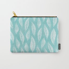 Turquoise Coastal Leaf Pattern Carry-All Pouch