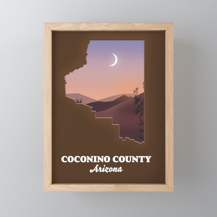 Coconino County Arizona map Framed Mini Art Print