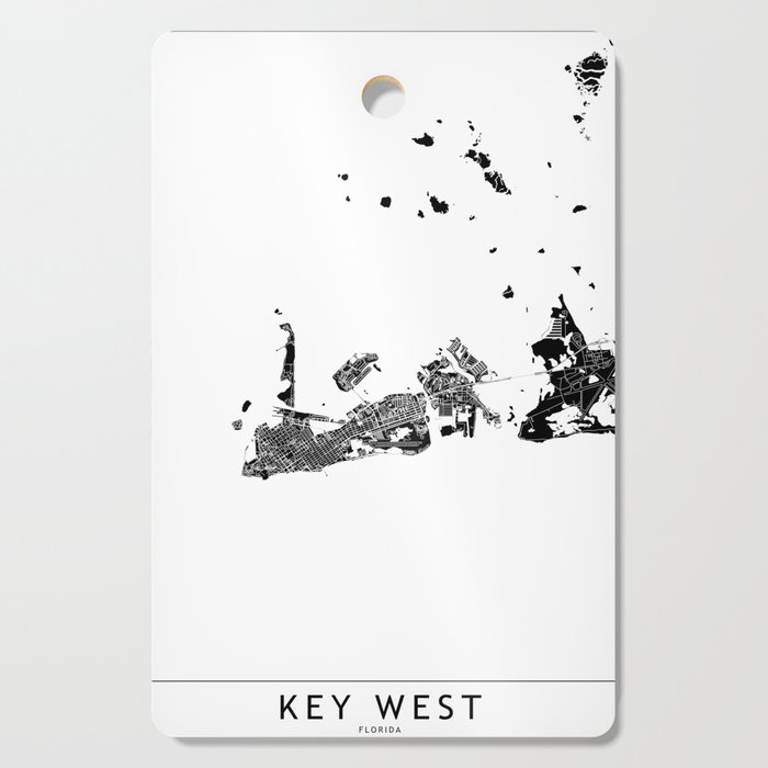 Key West Black And White Map Cutting Board