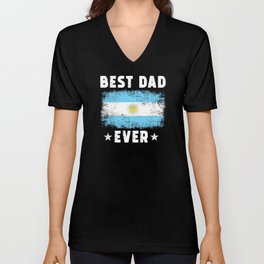 Argentine Best Dad Ever Argentina Dad Argentina Flag V Neck T Shirt