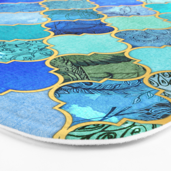 Cobalt Blue, Aqua & Gold Decorative Moroccan Tile Pattern Bath