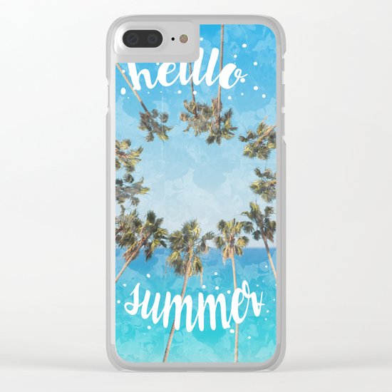hello summer palm trees design 2 Clear iPhone Case