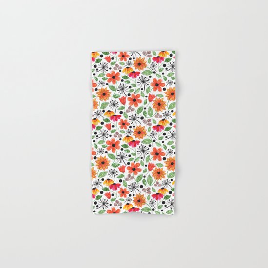 Dandelions & Flowers / White Hand & Bath Towel