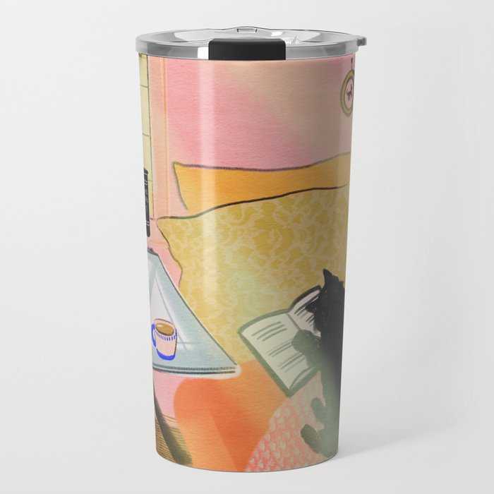 Well-Read Coffee Cat Travel Mug