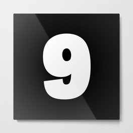 9 (White & Black Number) Metal Print