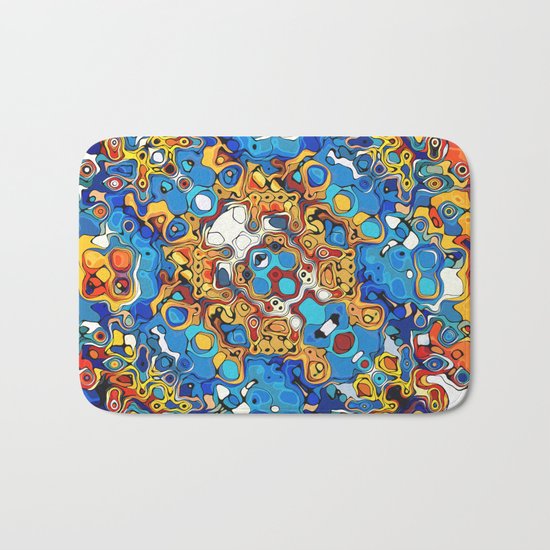 Orange And Blue Abstract Bath Mat