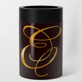 Golden letter E in vintage design Can Cooler