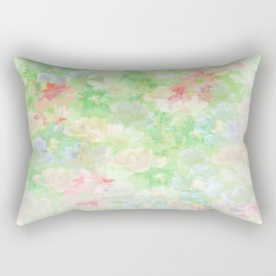 Mint Green Spring Floral Abstract Rectangular Pillow