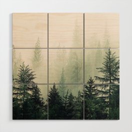 Foggy Pine Trees Wood Wall Art