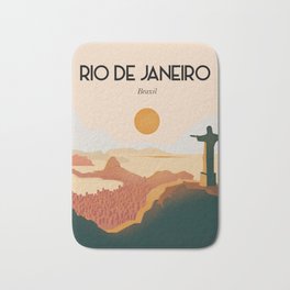 Rio de Janeriro travel poster Bath Mat | Digital, Brazil, Posterbrazil, Brazilposter, Tropical, Poster, Southamerica, Brazilcard, Brazilprint, Graphicdesign 