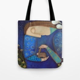 angel with rabbit Tote Bag