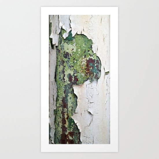 white green paint rust metal texture pattern Art Print