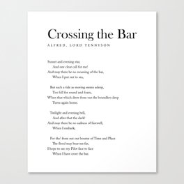 Crossing The Bar - Alfred Lord Tennyson Poem - Literature - Typography 1 Canvas Print