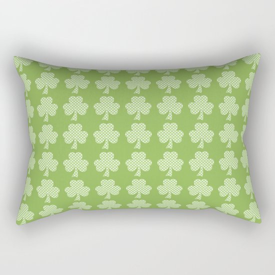 Greenery Shamrock Clover Polka dots St. Patrick's Day Rectangular Pillow