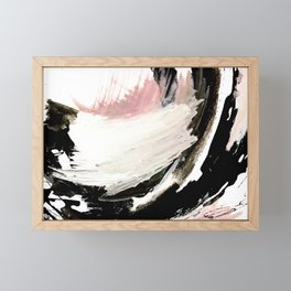 Crash: an abstract mixed media piece in black white and pink Framed Mini Art Print