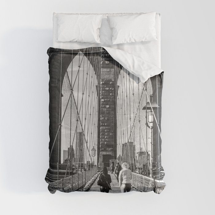 Brooklyn Bridge | New York City | Black and White Travel Photography in NYC Comforter