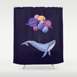 Space Whale Shower Curtain