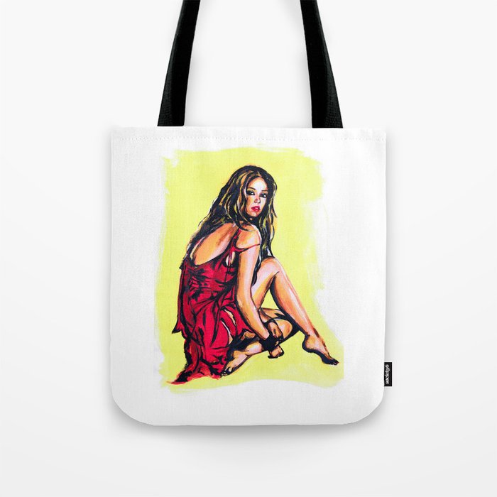 Girl in red tote bag online