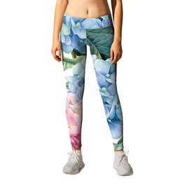 Pink Blue Hydrangea Leggings | Pinkhydrangea, Illustration, Watercolor, Flowers, Digital, Bluehydrangea, Hydrangea, Spring, Pattern, Floral 