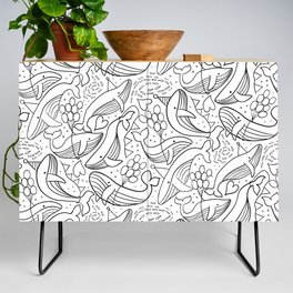Humpback Whales Black And White Pattern Credenza