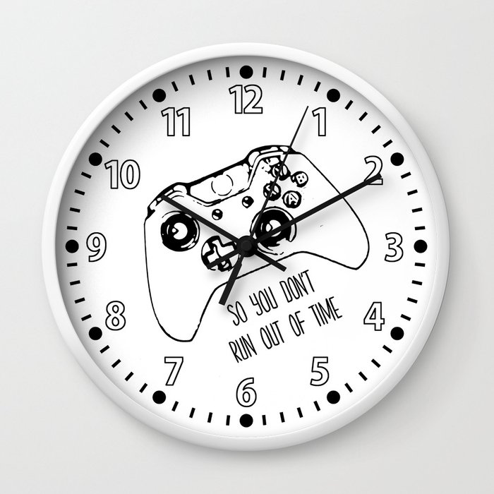 Society6 Video Game Black On White by Ts55 on Wall Clock White Black