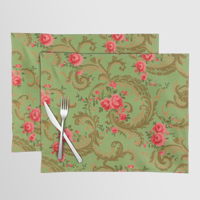 Vintage Floral Wallpaper with Roses Placemat