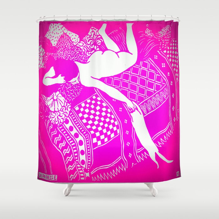 La Paresse (Laziness) by Félix Vallotton  Hot Pink Shower Curtain