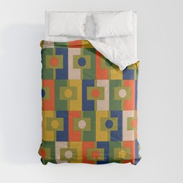 Rektangel Mid Century Modern Geometric Colorful Vintage Pattern Comforter