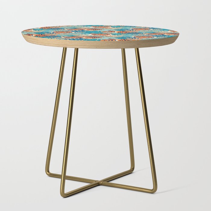 Jungle Tiger - Blue Suede Side Table