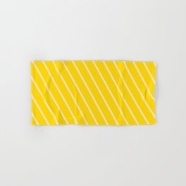 [ Thumbnail: Yellow & Bisque Colored Stripes/Lines Pattern Hand & Bath Towel ]