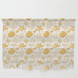 Mustard Coral Silhouette Pattern Wall Hanging