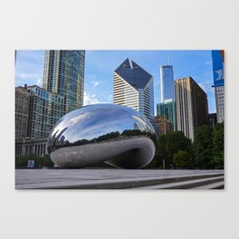 Chicago Illinois Millennium Park Bean Sculpture and Skyline Canvas Print