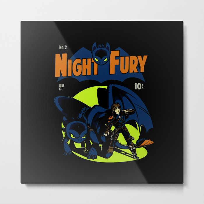 Night Fury Comic Metal Print