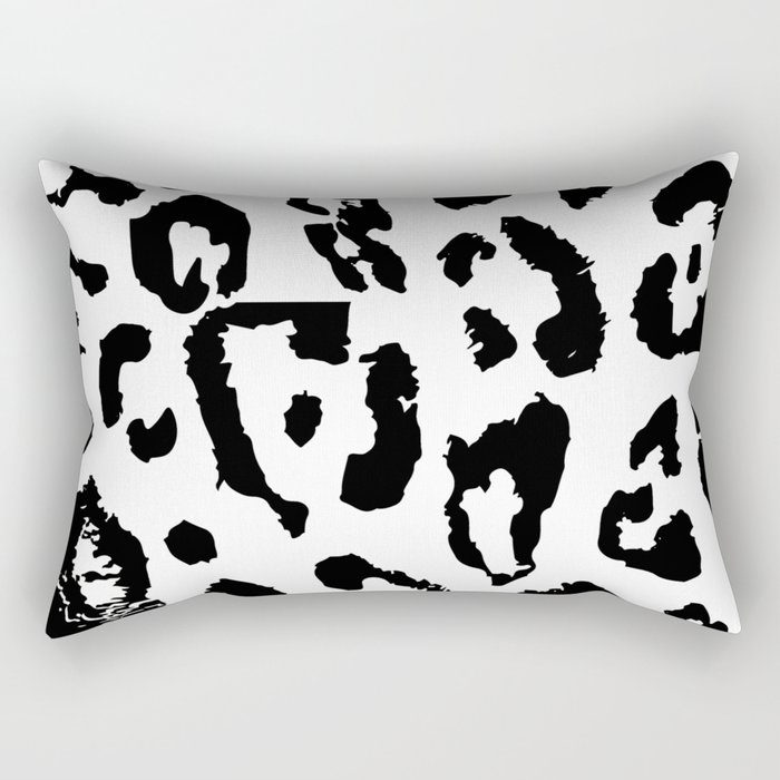 Black and White Jaguar Skin Pattern Rectangular Pillow
