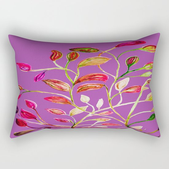 For Valentine's Day Enjoy Purple Plum, Red and Green Leaves! Rectangular Pillow