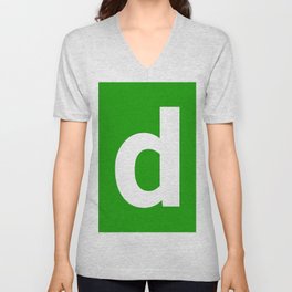 letter D (White & Green) V Neck T Shirt