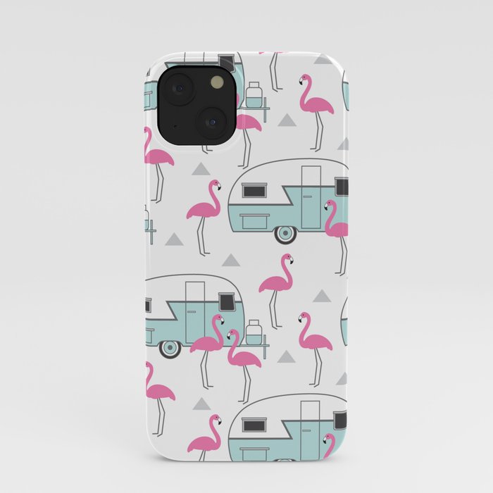 retro trailers and flamingos iPhone Case