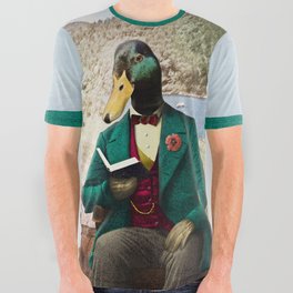 Monsieur Mallard Reading an Improving Book All Over Graphic Tee