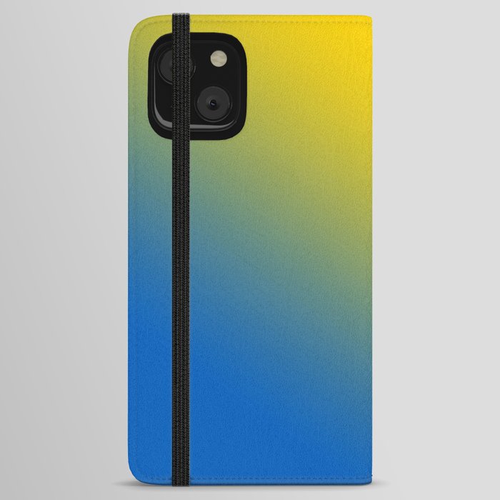 Blue and Yellow Solid Colors Ukraine Flag Colors Gradient 6 100% Commission Donated To IRC Read Bio iPhone Wallet Case