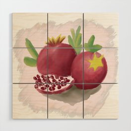 Watercolor pomegranate Wood Wall Art