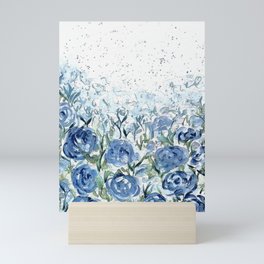 Abstract blue rose  Mini Art Print