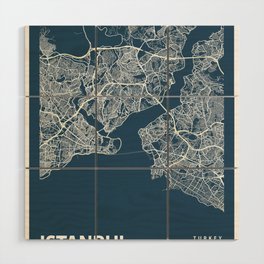 Istanbul city cartography Wood Wall Art