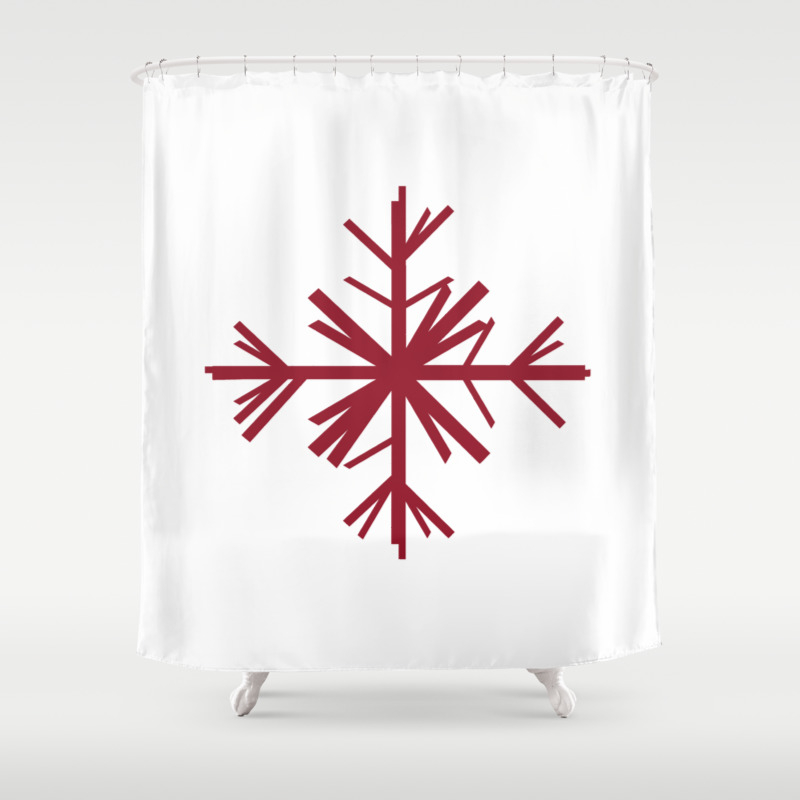 Christmas Winter Snowflake Dark Red Shower Curtain By Jsdavies