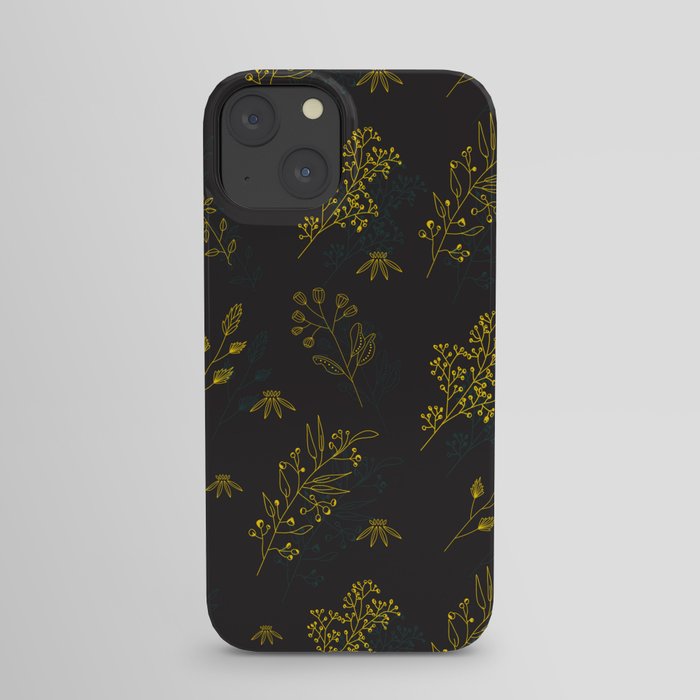 Thin delicate lines silhouettes of different plants. iPhone Case