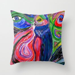 Psychedelic Cat Throw Pillow