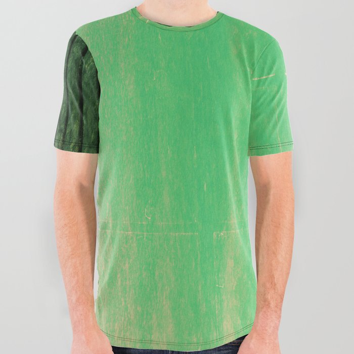jade green soft enzyme wash fabric look All Over Graphic Tee