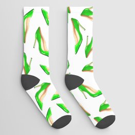 Green High Heel Shoes Socks