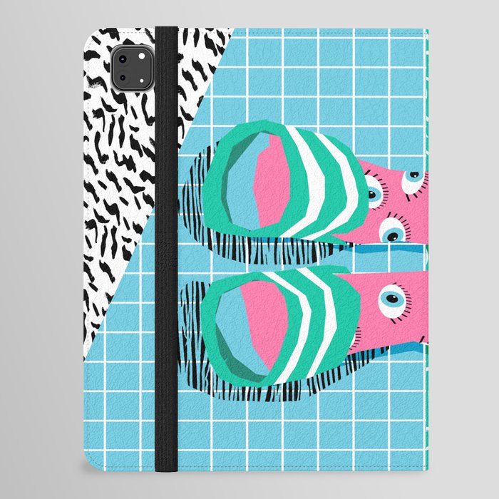Chillax - memphis throwback style retro classic 1980s 80s grid pattern socks fashion apparel iPad Folio Case