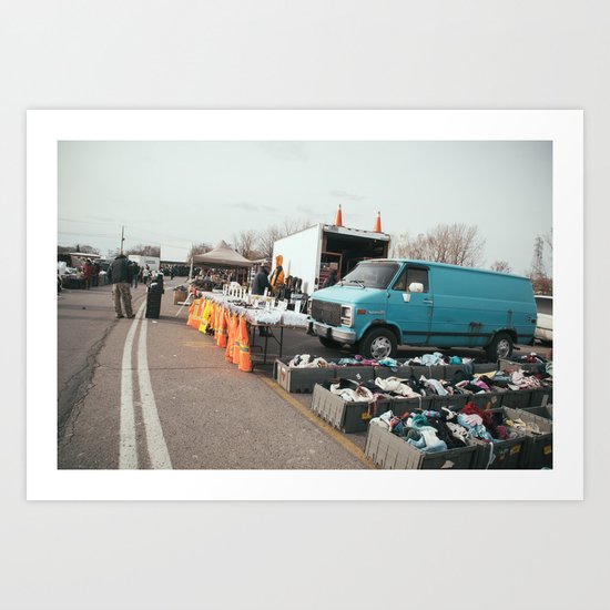 Blue Van flea market Art Print